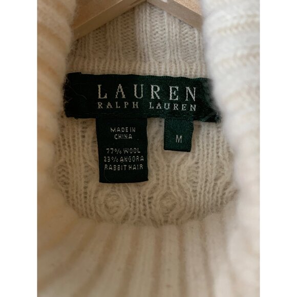 Ralph Lauren Womens Cream Cable Knit Wool & Angora Mock neck Sweater S RY10631 - Picture 2 of 7